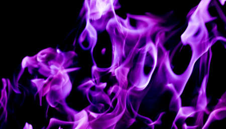 Purple fire flames on a black backgroundの写真素材