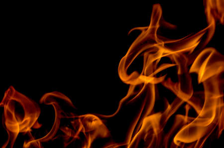 Fire flames on black backgroundの写真素材