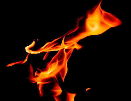 Fire flames on black backgroundの写真素材
