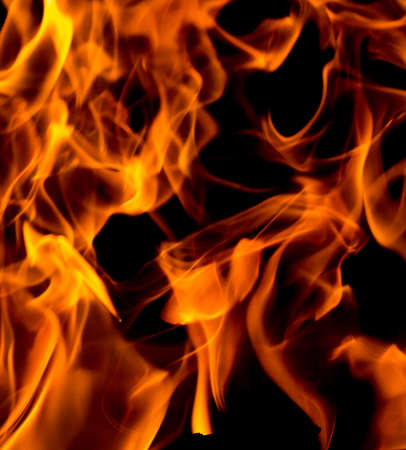 Fire flames on black backgroundの写真素材