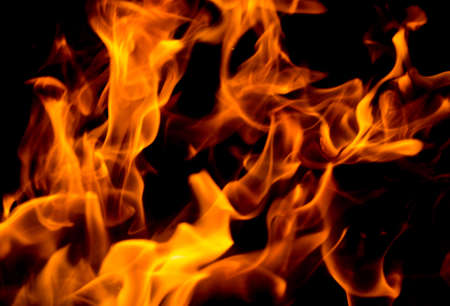 Fire flames on black backgroundの写真素材