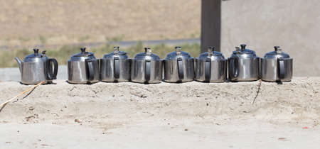 Zinc iron teapotsの写真素材