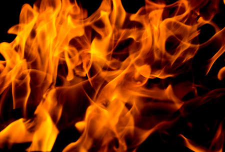 Fire flames on black backgroundの写真素材