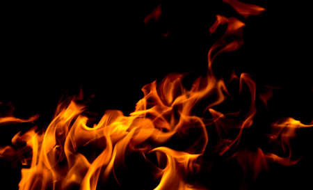 Fire flames on black backgroundの写真素材