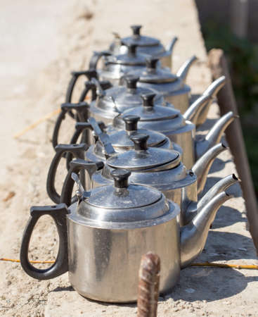 Zinc iron teapotsの写真素材