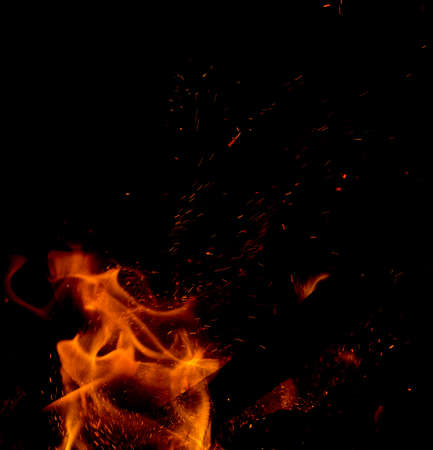 Fire flames on black background