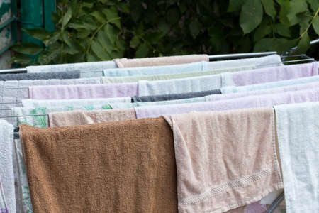 Washed Towel drying in the sunの写真素材