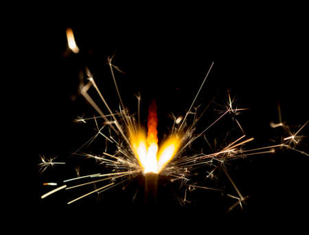 Christmas and newyear party sparkler on blackの写真素材