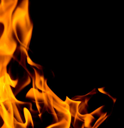 Fire flames on black background