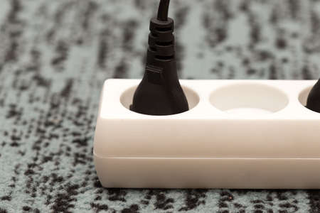 Overloaded power boards, close up