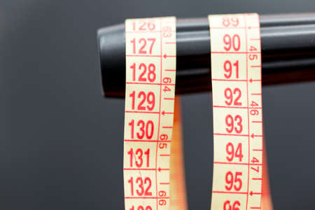 Meter for sewing on black macro