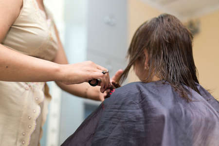Female hairstyle in salonの写真素材