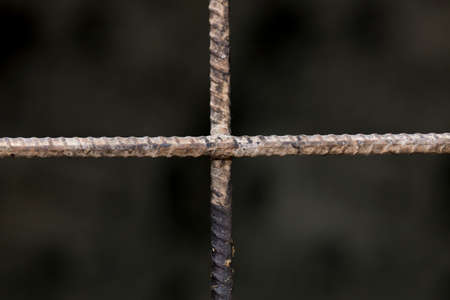Iron grating in a macro windowの写真素材
