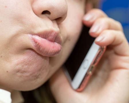 talking on the phone close-up