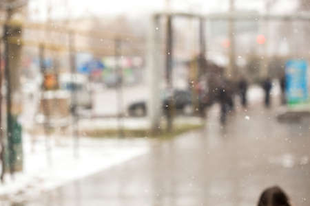 blurred background for winter streetの写真素材