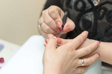 professional manicure in a beauty salonの写真素材