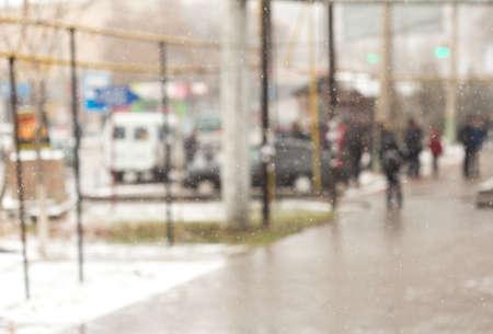 blurred background for winter streetの写真素材