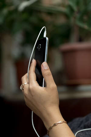 woman hand phoneの写真素材