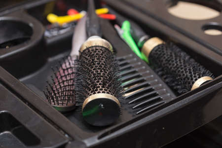 Hair combs in a beauty salonの写真素材