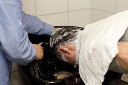 washing head on salonの写真素材
