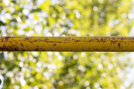yellow gas pipe in the streetの写真素材