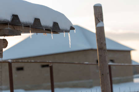 snow on the roofの写真素材