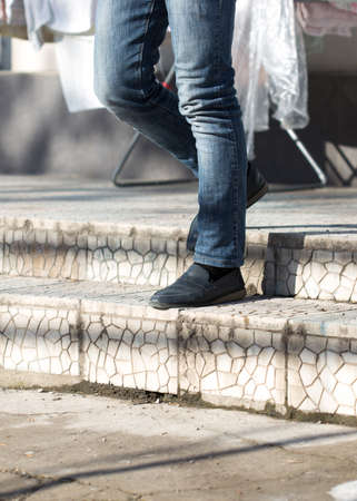 man down the stairsの写真素材
