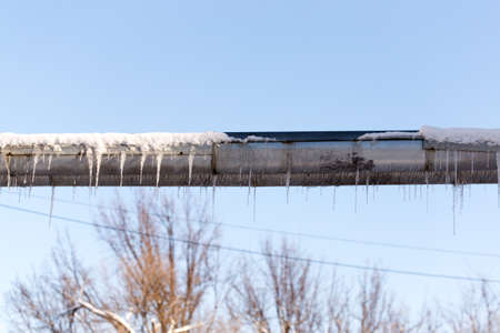 Running pipe of the heating in winter.の写真素材