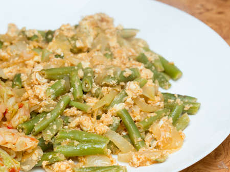 cooking Slice of green beansの写真素材