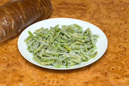 cooking Slice of green beansの写真素材
