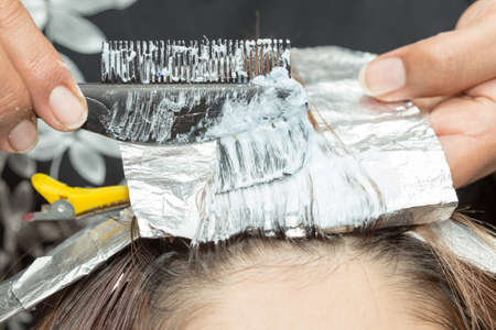 hair coloring in a beauty salonの写真素材