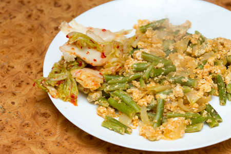 cooking Slice of green beansの写真素材