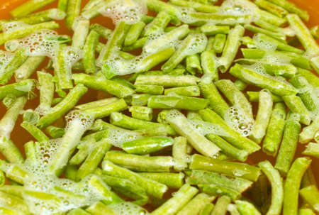 cooking Slice of green beansの写真素材