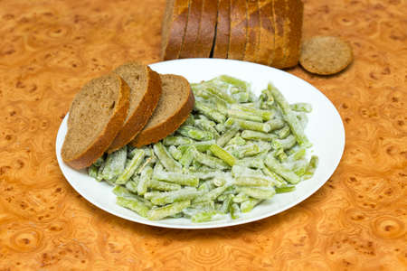 cooking Slice of green beansの写真素材