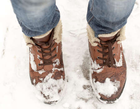 foot in the snowの写真素材