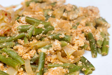 cooking Slice of green beansの写真素材