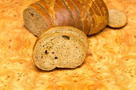 rye bread on tableの写真素材