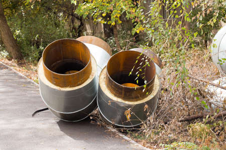 replacing the new pipe from the urban heatingの写真素材