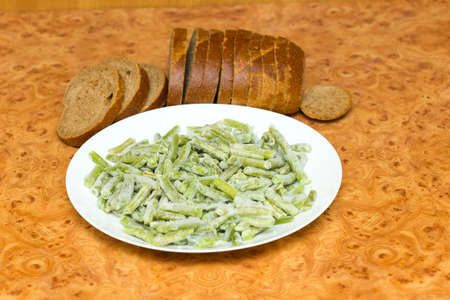 cooking Slice of green beansの写真素材
