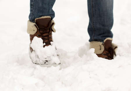 foot in the snowの写真素材