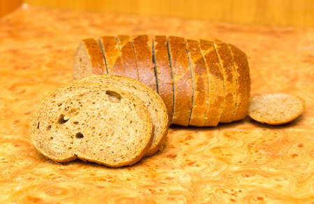 rye bread on tableの写真素材
