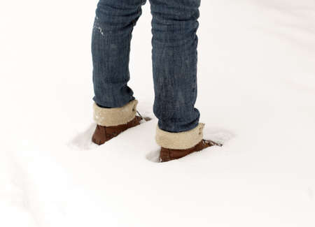 foot in the snowの写真素材