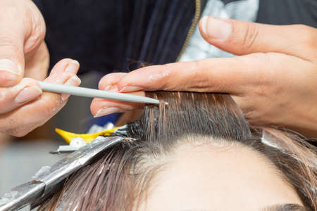 hair coloring in a beauty salonの写真素材