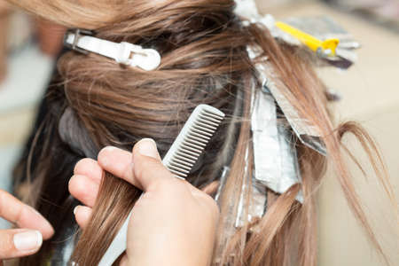 hair coloring in a beauty salonの写真素材