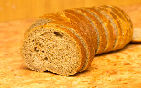 rye bread on tableの写真素材