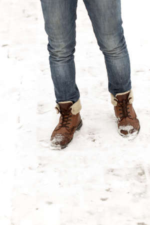 foot in the snowの写真素材