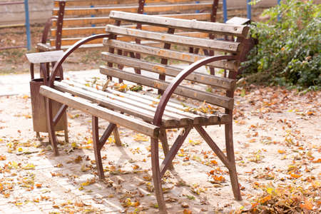 Autumn Park benchの写真素材