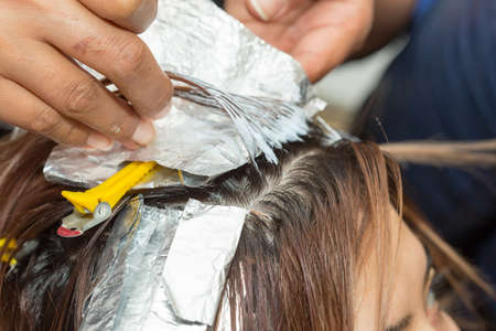hair coloring in a beauty salonの写真素材