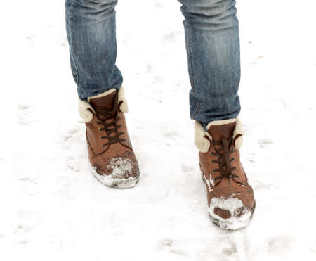 foot in the snowの写真素材