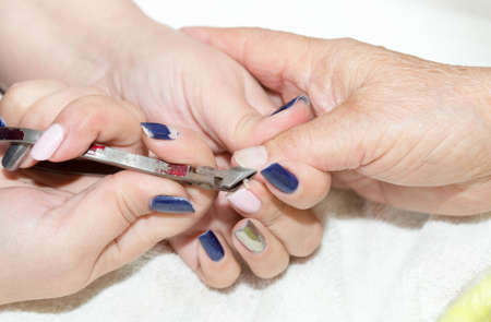 manicure salon on female handsの写真素材